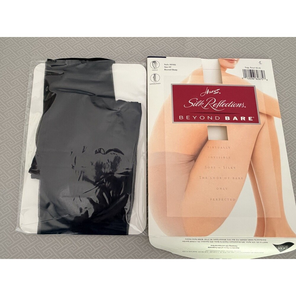 Hanes Silk Reflections Beyond Bare Pantyhose EF Beyond Ebony Sheer Sandalfoot